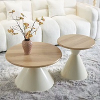 Ensemble de table basse ronde moderne Titan avec base conique robuste, plateau en MDF, durable et facile à assembler, meubles de salon
