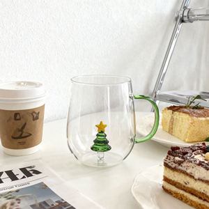 Vaso de Vidrio Borosilicato de Doble Pared con Aislamiento de 12 oz, Diseño de Árbol de Navidad, Hecho a Mano, Libre de BPA, para Fiestas Navideñas y <span class=keywords><strong>Regalos</strong></span> Secretos de Papá Noel - Product Image 3
