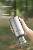 Bouteille d'eau isotherme en titane ultralégère 430/600/750 ml, anti-fuite, pour pique-nique, barbecue, toutes saisons, avec manchon thermique isolant et sac PE