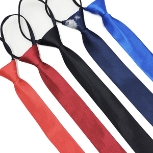 Bonne qualité Yiqun Solide Couleur Noir <span class=keywords><strong>Cravate</strong></span> Hommes Brillant Satin Fichier 5cm Ultra-étroit Facile à Tirer Fermeture Éclair Gratuit - Product Image 1