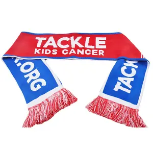 Custom Logo Print Acrylic Jacquard Knitted Football Sports Fan Club Scarf