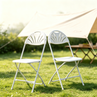 Chaises pliantes blanches en plastique pour événements, grand format, pour l'extérieur, usage commercial, pour jardins et fêtes, vente en gros