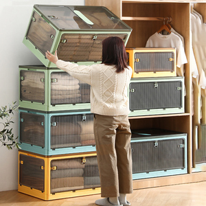 Boîte <span class=keywords><strong>de</strong></span> <span class=keywords><strong>rangement</strong></span> pliable extra-large, organisateur en plastique, placard, vêtements, literie, accès cinq côtés, conteneur à jouets avec roulettes - Product Image 1