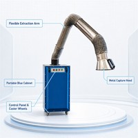 Extracteur de fumée de soudage mobile avec bras d'aspiration flexible en acier inoxydable et corps en acier au carbone