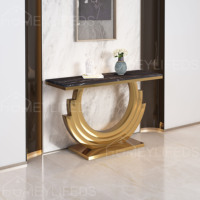 Table console moderne en acier avec miroir, design moderne, argentée, ornée de cristaux et de diamants, pour salon et bar à domicile