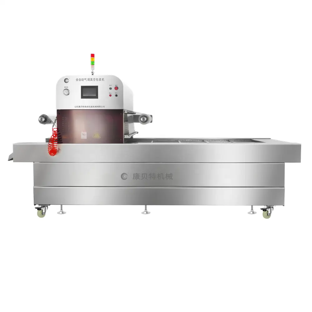 automatic modified atmosphere vacuum packing sealing machine for plastic cup trays