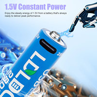 Batteries cylindriques rechargeables au lithium-ion 1,5 V à haute autonomie (2800 mWh) pour lampe torche, manette de jeu et télécommande