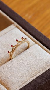 Xinfly แหวนมงกุฎทับทิมเพชรธรรมชาติ18K น่ารักสำหรับงานเลี้ยงหรือของขวัญ - Product Image 4