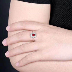 Joyería Fina, Anillo de Oro Blanco de 18K con Rubí Natural de 0.61CT, Certificado por GUILD, Joyería de Boda con Piedras Preciosas - Product Image 5