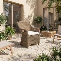 Chaise de jardin en rotin tressé à la main BHR, idéale pour terrasse, jardin, cour.