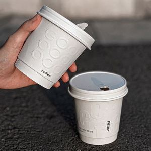 Gobelets en carton personnalisés à emporter, 8 oz, 16 oz, 12 oz, avec couvercle, à double paroi, jetables, en papier, pour boissons chaudes - Product Image 2