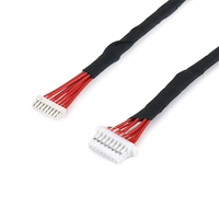 Conector JST de 8 pines hembra a hembra con arnés de cableado completamente rojo y funda termocontraíble para señal multicanal OEM