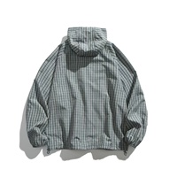 Veste coupe-vent à capuche à carreaux, personnalisée, vintage, anti-rétrécissement, style années 90, ultra-légère, imperméable, décontractée