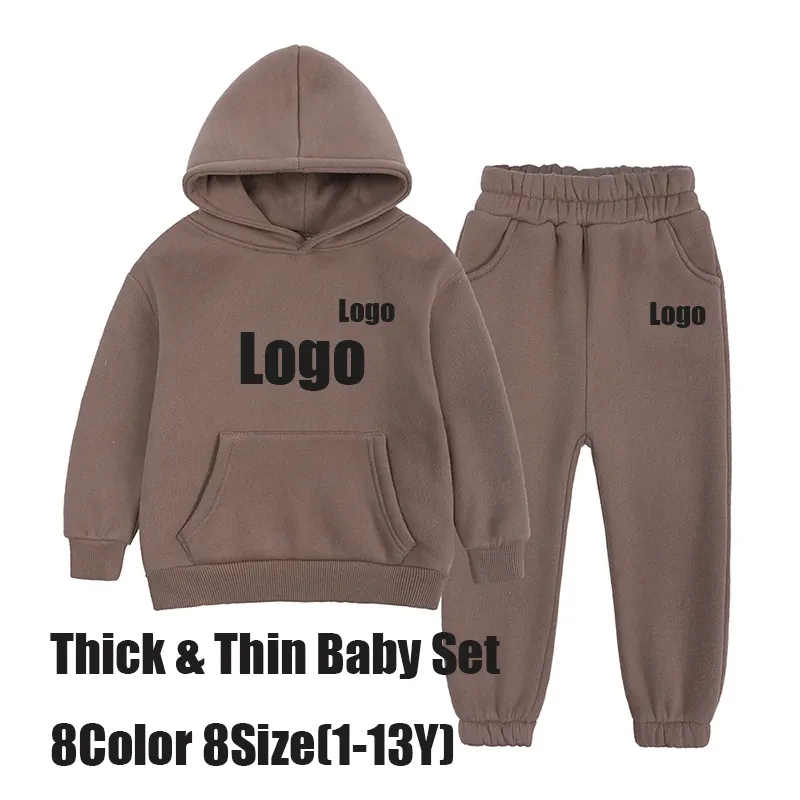 Custom Kids Jogger Set Sweatsuits Kids Hoodies Set Baby Solid Sweatpants And Hoodies Tracksuits Two Piece Set