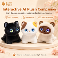 Peluche Chat IA Siamese Noir et Blanc 3 Styles Double Écran Tactile 1,28 pouces Queue qui abaisse ChatGPT 40+ Langues Clonage Vocal Mémoire 2.4G