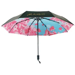 Custom Logo 2023 New Style 22 Inch Advertising Umbrella Label Printing Manual Umbrella Open 3 Folding Umbrella