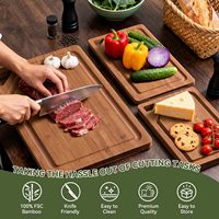 Bamboe snijplank set 3-delig met houder, opvouwbaar design, milieuvriendelijk, diepe sapgroeven