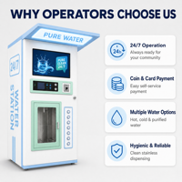Distributeur d'eau à monnayeur 800G 1200G avec désinfection UV, refroidissement par compresseur, surveillance à distance et désinfection à l'ozone