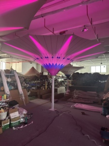 Nouveau design rond tulipe ligne de jardin piscine parapluie électrique résistant aux UV avec LED <span class=keywords><strong>Parasol</strong></span> cadre en aluminium polyester voile matériel - Product Image 3