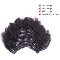 Pince à cheveux bruts en cheveux humains 100% 4B4C Afro Kinky Curly Clip Ins Extensions de cheveux vierges brésiliens