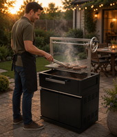 Barbecue au charbon de bois de style argentin Santa Maria Premium 830, en briques, avec hauteur réglable, revêtement en poudre.
