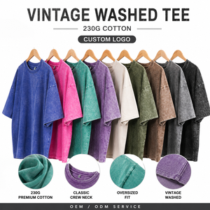 Custom Color Vintage Acid Washed Oversized <b>T</b> <b>Shirt</b> 230GSM Men's <b>T</b>-<b>Shirts</b> Faded Casual Loose Fit <b>Shirt</b> - Product Image 3
