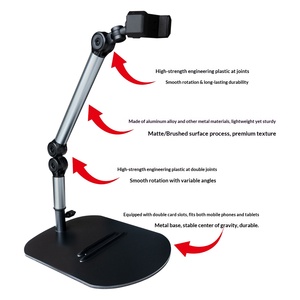 Soporte para Teléfono Móvil, Tablet y Pad, para Escritorio, Transmisión en Vivo, Teleprompter, Visualización de Películas, Aprendizaje, Ajustable, con Brazo Doble para Tomas Aéreas - Product Image 2