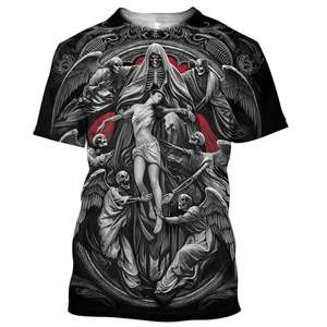 Schädel Engel und Dämon Jesus 3D-Druck Herren T-Shirts Sommer mode Harajuku Tops Tee - Product Image 1