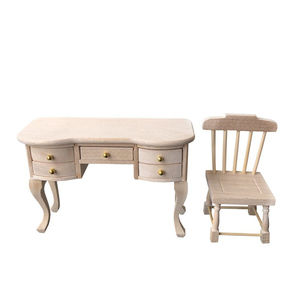 Meubles de poupée en <span class=keywords><strong>bois</strong></span> 1:12 échelle maison de poupée Miniature chaise en <span class=keywords><strong>bois</strong></span> tiroir bureau jouet cadeau - Product Image 1