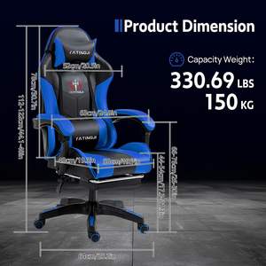 Chaise d'ordinateur de bureau élégante <span class=keywords><strong>PC</strong></span> <span class=keywords><strong>Gamer</strong></span> Racing en cuir bleu noir bon marché chaise de jeu avec logo de massage professionnel et roues - Product Image 6