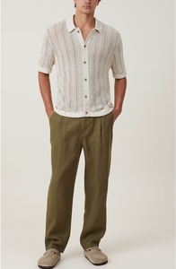 Magliette Polo in Cotone Lavorato a Maglia <span class=keywords><strong>con</strong></span> Logo Jacquard Personalizzato OEM/ODM, Maglioni a Maniche Corte, T-shirt <span class=keywords><strong>Oversize</strong></span> in Maglia all'Uncinetto per Uomo - Product Image 2