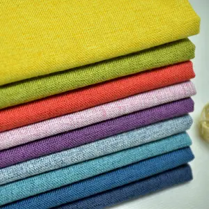 Wholesale thickened plush polyester cotton linen sofa fabric pure color cotton linen fabric for sofa cushion cover