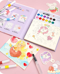 Livre de coloriage <span class=keywords><strong>magique</strong></span> à l'eau réutilisable pour enfants, thème licorne et océan, avec stylo, couverture en papier durable, bloc-notes, commande en gros, cadeaux - Product Image 6