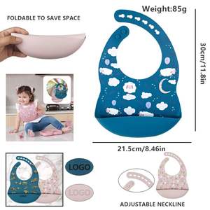 Platos RTS Platos divididos de silicona para bebés Sin BPA Microondas Apto para lavavajillas Juego de alimentación de forma redonda con babero Juego de cuchara - Product Image 6