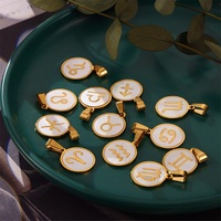 Pendentif Chic Minimaliste Constellations Zodiac Rond Coquillages Blancs Acier Inoxydable Plaqué Or 18K