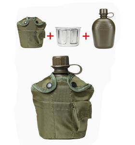 Bouteille d'eau portable en plastique pour le camping en plein air DFB3 avec bol, tasse et sac, vente en gros et personnalisation. - Product Image 1