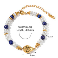Nouvelle perle incrustée d'acier inoxydable de la mode 18k avec des accessoires de bracelet de goutte de lapis Lazuli en gros