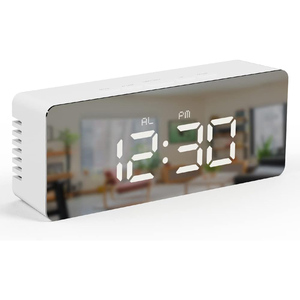 LED Multi-function Snooze Display White Time Table Alarm <b>Digital</b> <b>Clock</b> Modern Mirror Alarm <b>Clock</b> LED White Light Table Lamp - Product Image 1