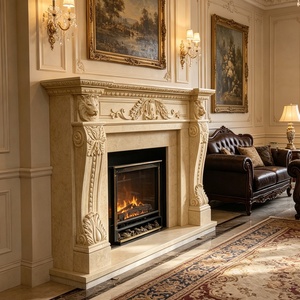 Mantel de Chimenea de Mármol Blanco Tallado a Mano, Decorativo para Interiores, con Detalles de Capitel de Columna - Product Image 2