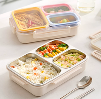 Boîte à bento multi-compartiments anti-fuite, récipient à lunch en plastique réutilisable avec couvercle hermétique, sortie d'usine