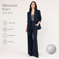 Ensemble Blazer et Pantalon en Lin Personnalisé pour Femme, Gris Anthracite, Revers Pointu, Deux Boutons, Poche Poitrine, Ceinture Large – Vente en Gros en Ligne