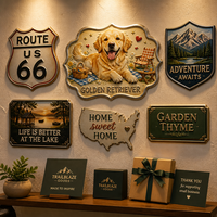 Plaque murale décorative en aluminium 3D personnalisée pour chien Golden Retriever, en relief, qualité supérieure, vente en gros, OEM