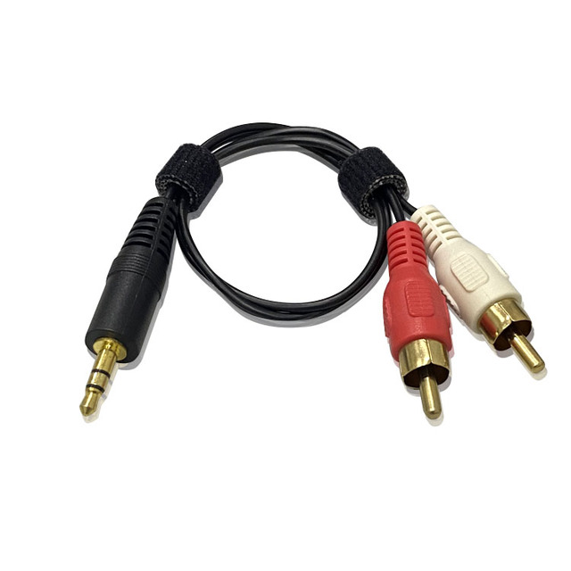Wholesale FCC for 2 RCA Male 3.5mm Stereo Audio Jack PVC Jacket Splitter Cables Stock Supports Car Microphone Speaker