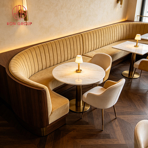 Meubles de <span class=keywords><strong>restaurant</strong></span> Ron Group, table en marbre blanc, chaise en velours courbée, élégante, style <span class=keywords><strong>français</strong></span>, camel chaud, banquette pour café, salon de thé - Product Image 3
