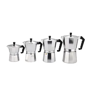 6 bardak alüminyum Stovetop Espresso makinesi, Moka Pot İtalyan Espresso kahve, kamp kahve makinesi gümüş renk