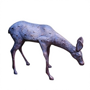 Estatua de Cierva de Bronce, Artículos para Jardín y Granja, Escultura de Reno de Bronce de Tamaño Real, Decoración Navideña para Exhibición en Jardín - Product Image 1