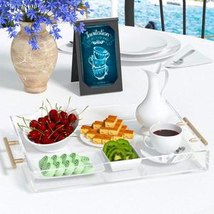 Trang trí tùy chỉnh rõ ràng Acrylic tái chế thực phẩm phục vụ khay hình chữ nhật <span class=keywords><strong>lucite</strong></span> macaroon khay hiển thị - Product Image 5