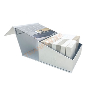 Tsianfan Custom Logo Folding Paper Packaging Showcase Magnetic Mosaic Ceramic Granite Quartz Sample Case Tile Stone Displays Box