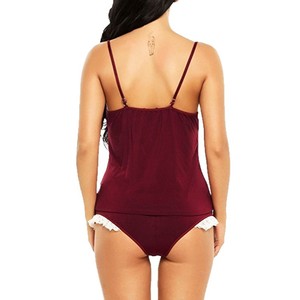 Nuevo conjunto de dos piezas de lencería negra de estilo europeo y americano, de imitación de seda, moderno y cómodo, con ribete de encaje. - Product Image 5