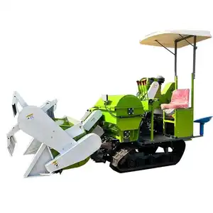 Agricultural Whole Feed Grain Threshing And Bagging Machine Household Crawler Type Small Rice Combine Harvester